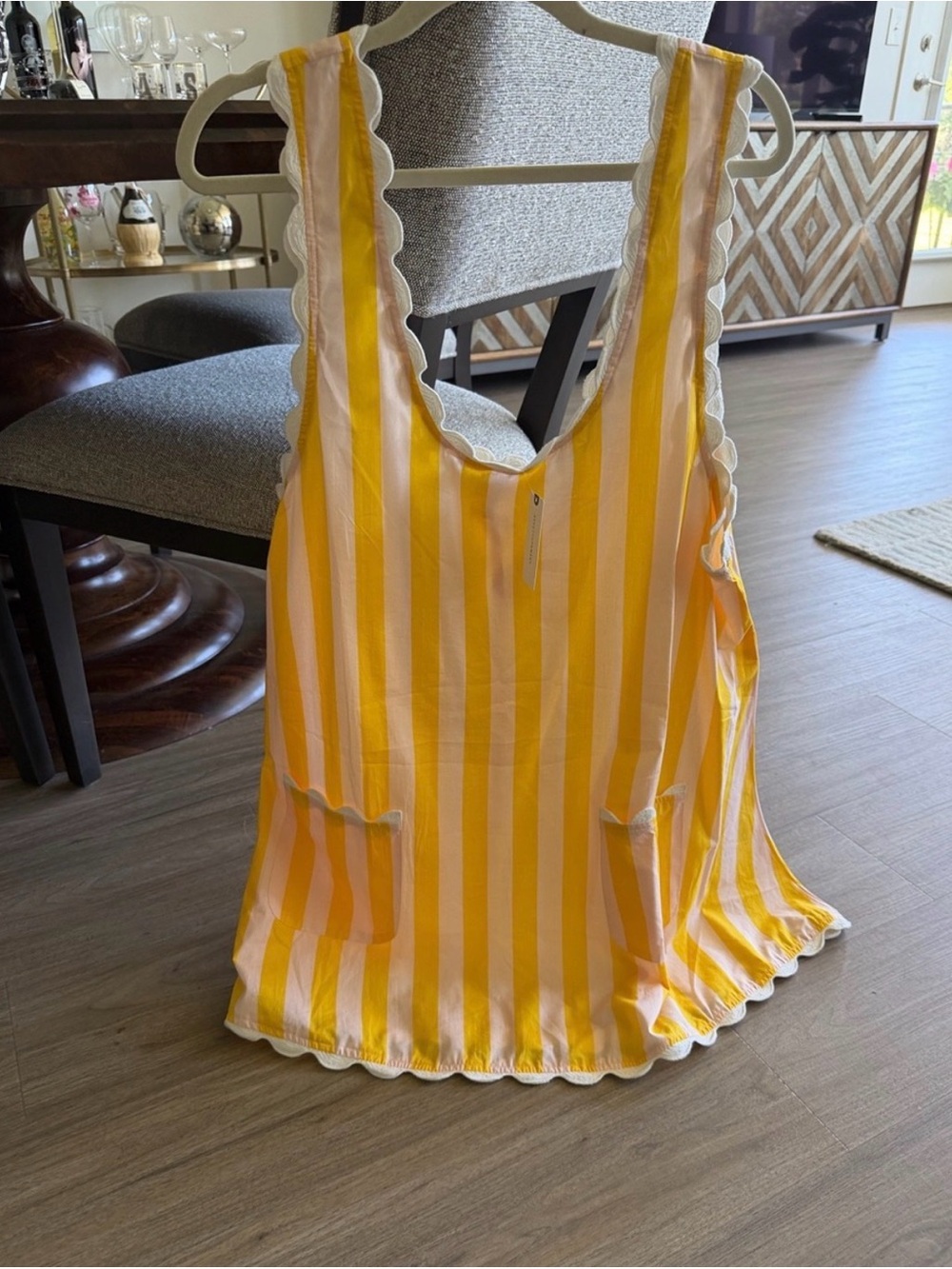 Anthropologie Yellow and White Striped Scalloped Tank Dress - Picture 3 of 5